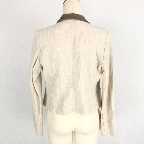 MM Couture Miss Me Women's Size Small Beige Brown Linen Blend Jacket Lightweight - Picture 3 of 11